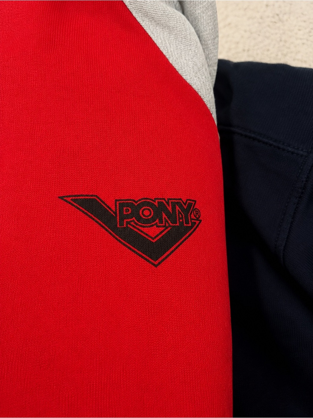 Y2K Vintage Pony Red, Gray & Navy Colorblock Pullover